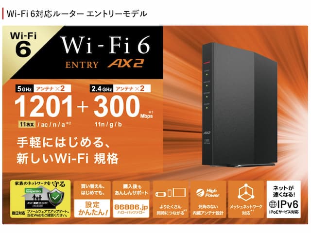 バッファロー WSR-1500AX2S シリーズ